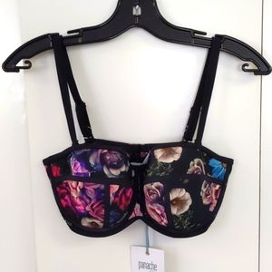 Panache convertible Bikini Top, Black floral, Bra size 34E (UK)